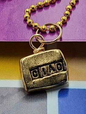 Necklace with vintage Todd Oldham Buttons 90s 24K Gold